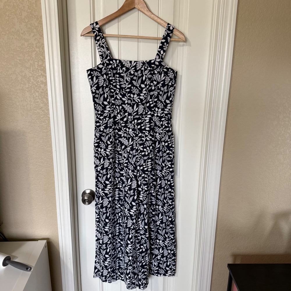 Ann Taylor Factory Black White Floral Print romper Size 2 Square Neck Sleeveless - Picture 2 of 7